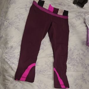 Lululemon Capris Pink And Maroon Womens Size S